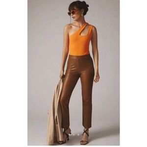 Sanctuary Faux Leather Pants XS‎ Brown Straight Leg Trendy Chic